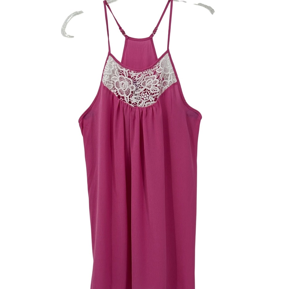 Lilac + London Pink Lace Trim Nightgown Sleep Dress Chemise Size M